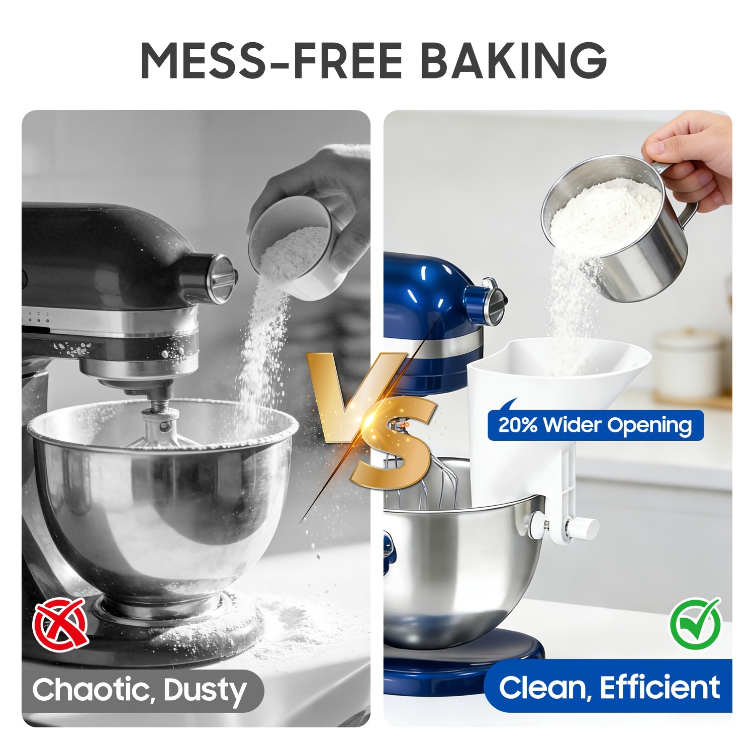 Wide Mouth Flour Funnel Dough  - Kitchen Aid Baking Mixer 评论和价格